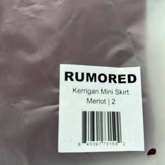 NWT $98 RUMORED Kerrigan satin mini skirt merlot 2 - Picture 7 of 14